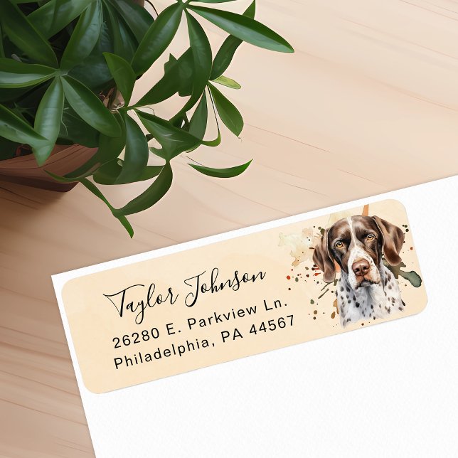 Tysk korthårig pointer hund returadress etikett (Skapare uppladdad)