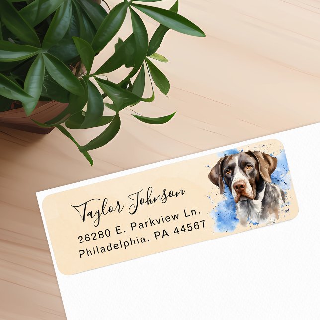 Tysk korthårig pointer hund returadress etikett (Skapare uppladdad)