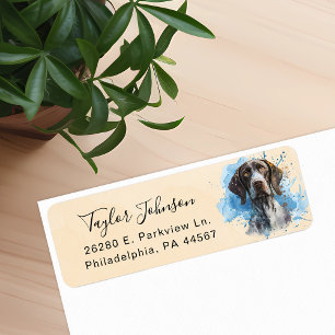 Tysk korthårig pointer hund returadress etikett