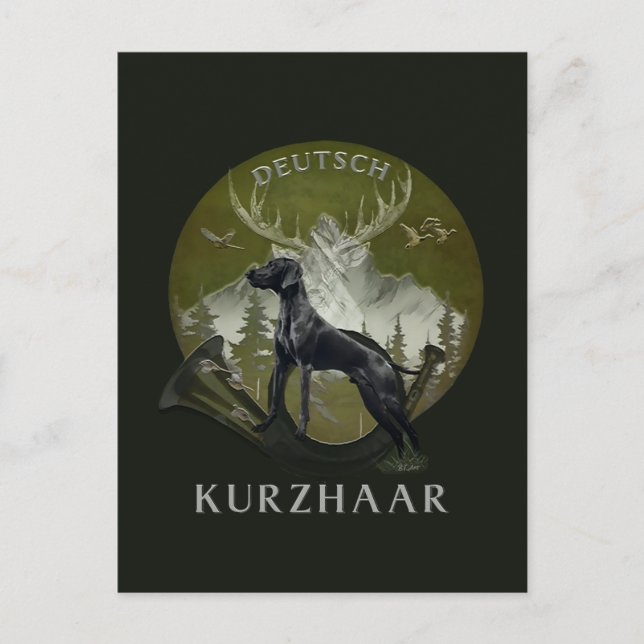 Tysk korthårig pointer, Jakt  logotyp  Vykort (Framsida)