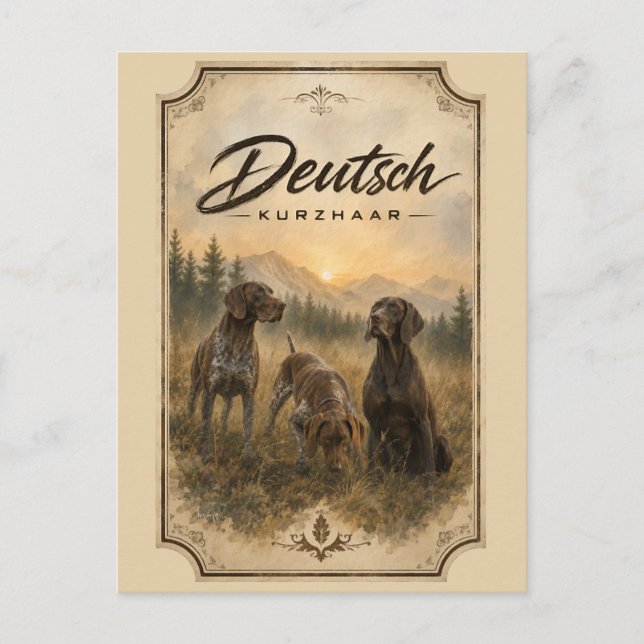Tysk Korthårig Pointer - Jaktkollektion Vykort (Framsida)