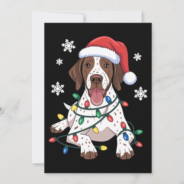 Tysk korthårig pointer julbelysning hund inbjudningar (Framsida)
