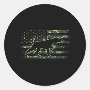Tysk Korthårig Pointer Kamouflage Amerikansk Flagg Runt Klistermärke