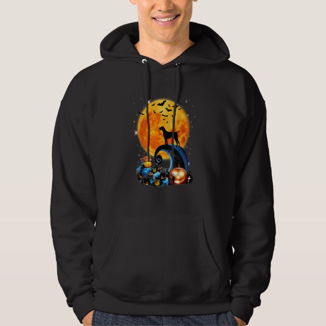 Tysk Korthårig Pointer Moon Cliff Pumpkin Hall Hoodie (Framsida)