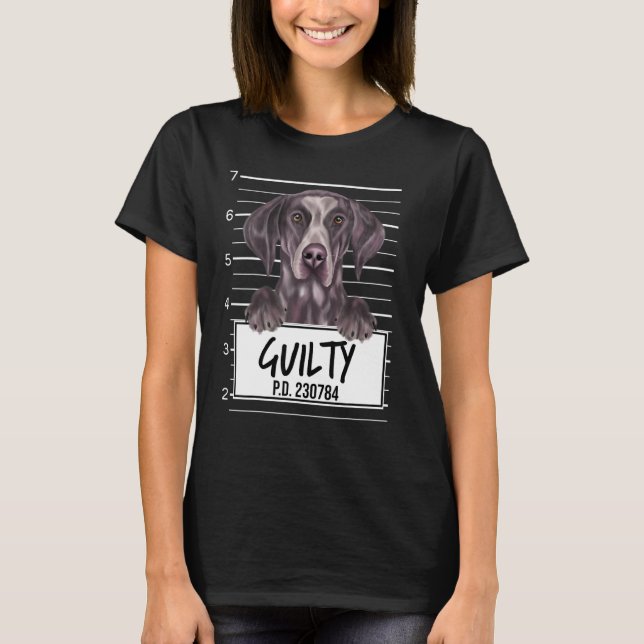 Tysk Korthårig Pointer Mugshot Skyldig Hund T Shirt (Framsida)