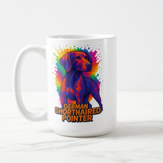 Tysk korthårig pointer Pop Art – Färgglad Neon Kaffemugg (Vänster)