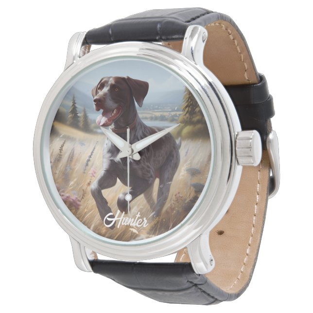 Tysk Korthårig Pointer som springer Armbandsur (Vinklad)