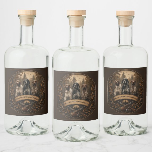 Tysk korthårig pointer spritflaskor etikett (Flaskor)
