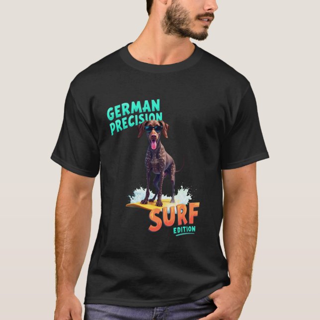 Tysk korthårig pointer-surfhund är coolt t shirt (Framsida)