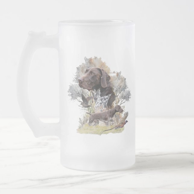 Tysk kortherad-pekare frostat ölglas (Vänster)