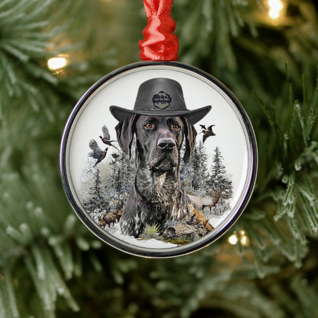 Tysk kortherad pekare GSP Metall Ornament (Träd)