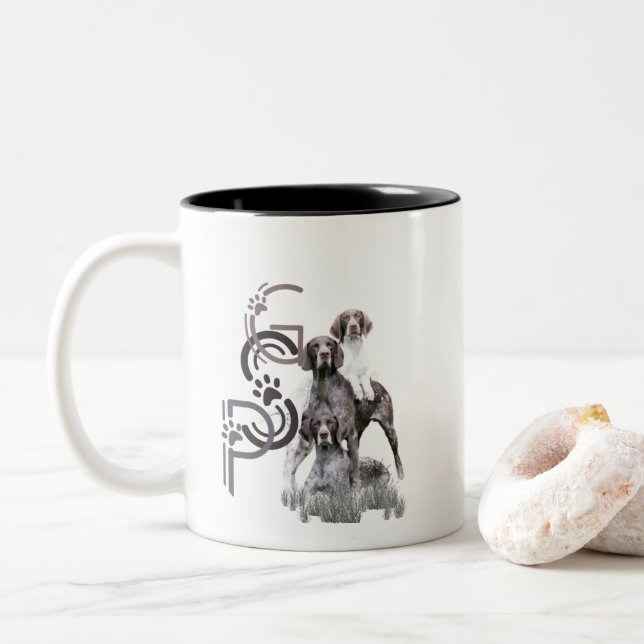 Tysk kortherad pekare Hund 2-tonkaffe Mugg (Med munk)
