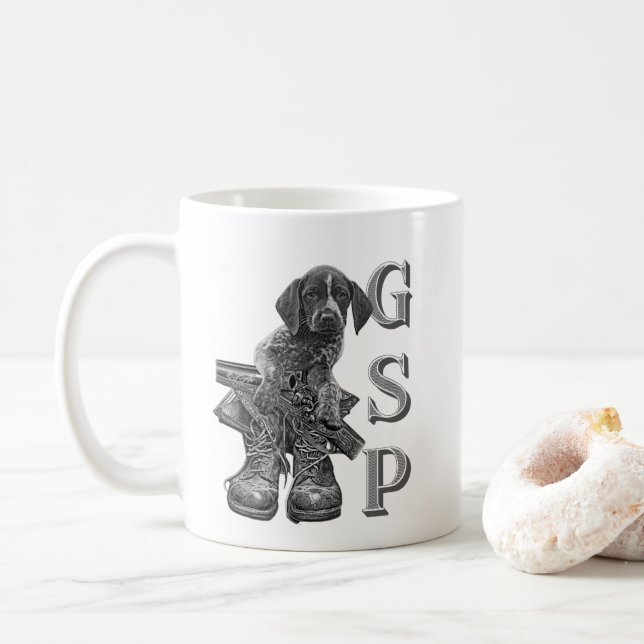 Tysk kortherad stolpe-puppy-triptych Canvas Kaffemugg (Med munk)