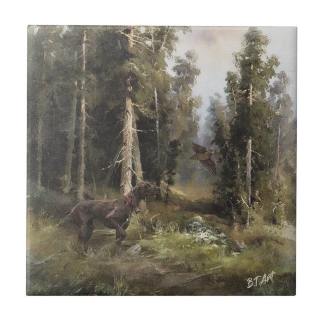 Tysk korthögpekare kakelplatta (Framsidan)