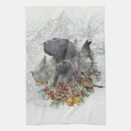 Tysk korthögtalare på vintern kökshandduk