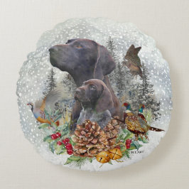 Tysk korthögtalare på vintern rund kudde