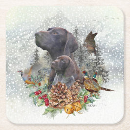 Tysk korthögtalare på vintern underlägg papper kvadrat