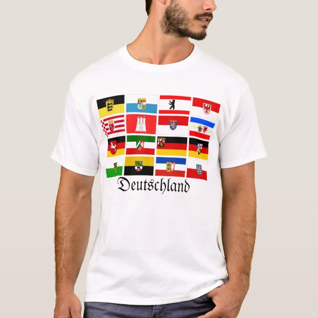 Tysk Laenderstatsflaggor Deutschland T Shirt (Framsida)