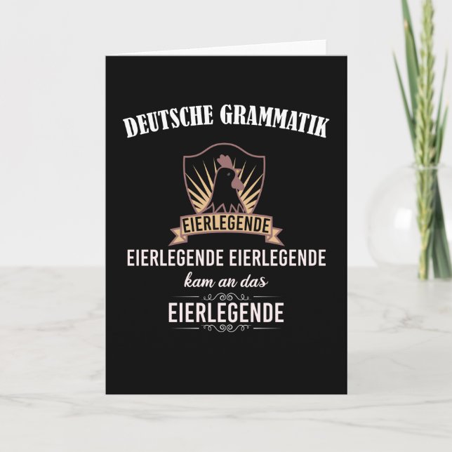 Tysk lärare Farmer Chicken Pun Gift Kort (Framsida)