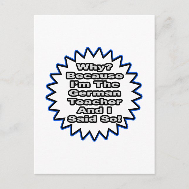 Tysk lärare för att jag sa det. vykort (Framsida)