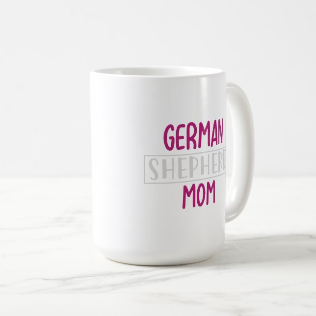 Tysk mamma rolig hundälskare rosa typografi kaffe  kaffemugg (Framsida höger)