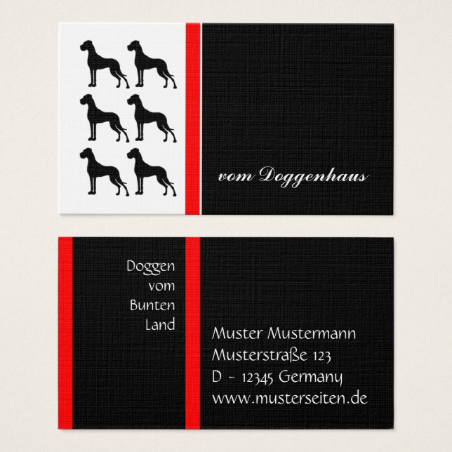 Tysk Mastiff / Grand Danes Silhuett Visitkort (Framsida & baksida)