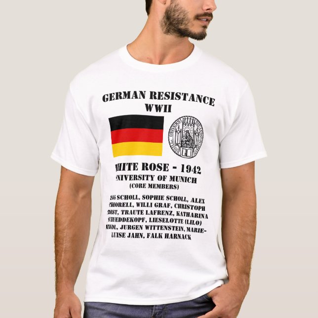 Tysk motståndsvit ros t-shirt (Framsida)