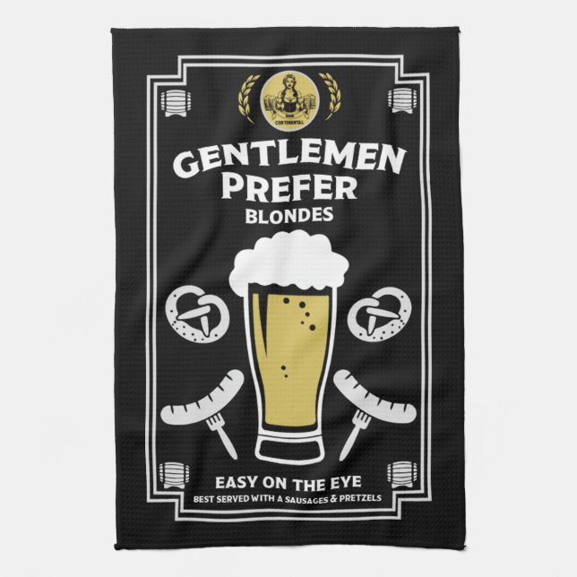 Tysk pilsner öl och korv kökshandduk (Vertikal)