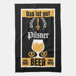 Tysk pilsner öl och korv kökshandduk