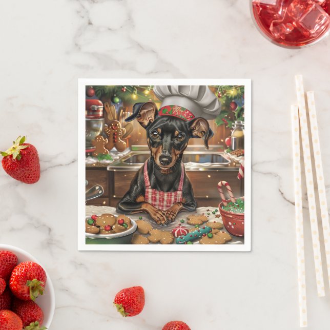 Tysk Pinscher Helgdag Baking: julafton Pappersservett (Insitu)