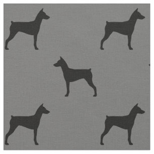 Tysk Pinscher Hund aveln Silhouettes Patterned Tyg