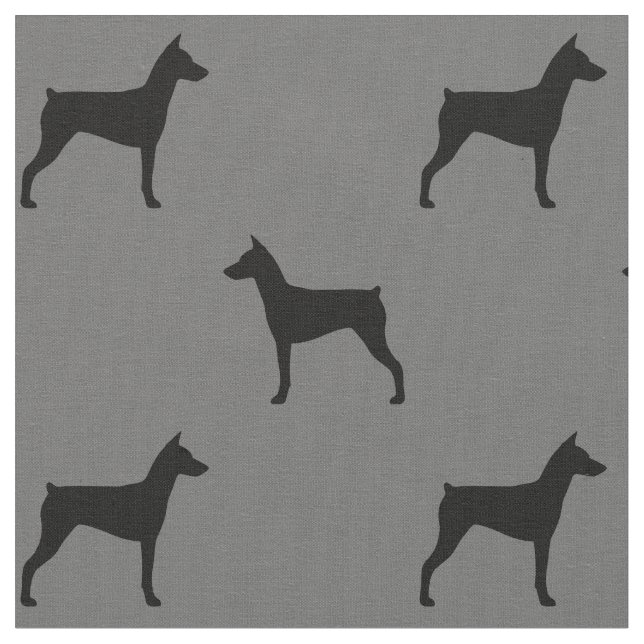 Tysk Pinscher Hund aveln Silhouettes Patterned Tyg (Närbild)
