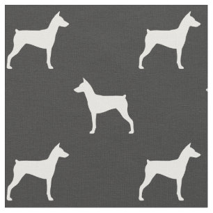 Tysk Pinscher Hund aveln Silhouettes Patterned Tyg