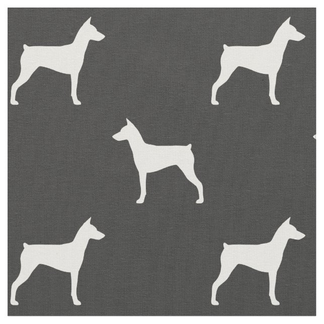 Tysk Pinscher Hund aveln Silhouettes Patterned Tyg (Närbild)