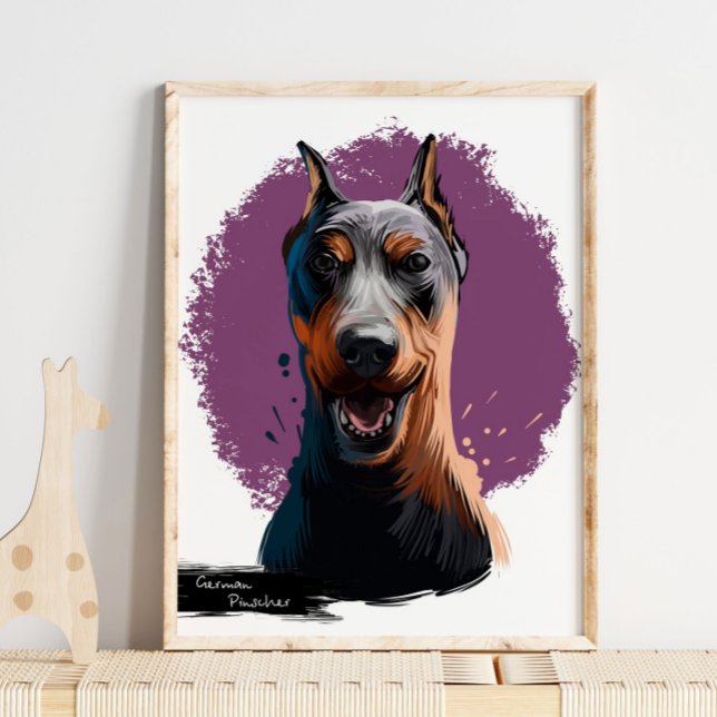 Tysk Pinscher Hund Porträtt | Hund Porträtt Wall P Poster (Skapare uppladdad)