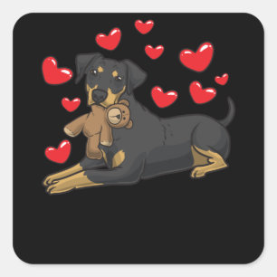 Tysk Pinscher Hund With Mjukisdjur Fyrkantigt Klistermärke