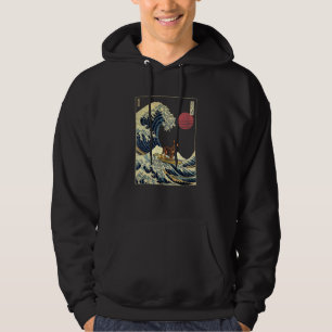 Tysk Pinscher Japanska Kanagawa-vågen Surfande hun Hoodie