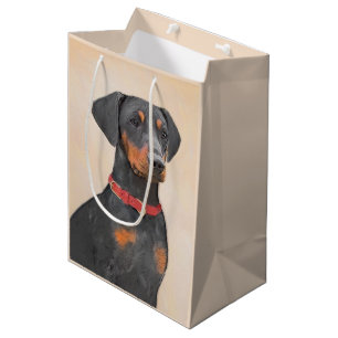 Tysk Pinscher Målning Original Djur Konst