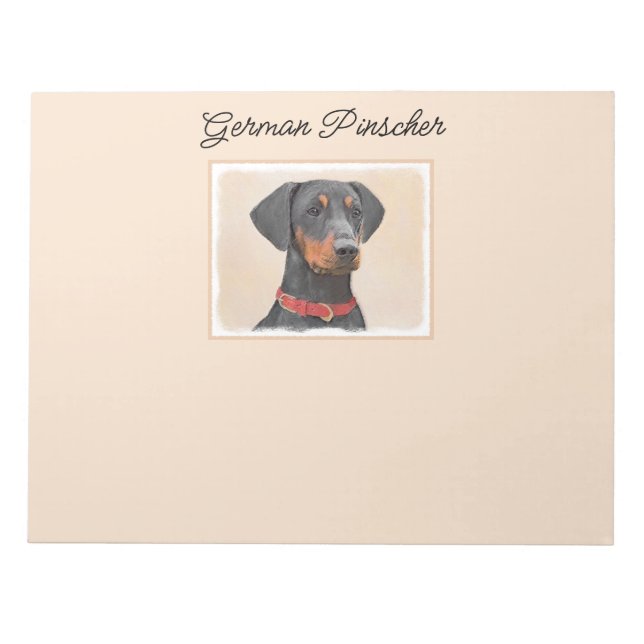 Tysk Pinscher Målning Original Djur Konst Anteckningsblock (Framsida)