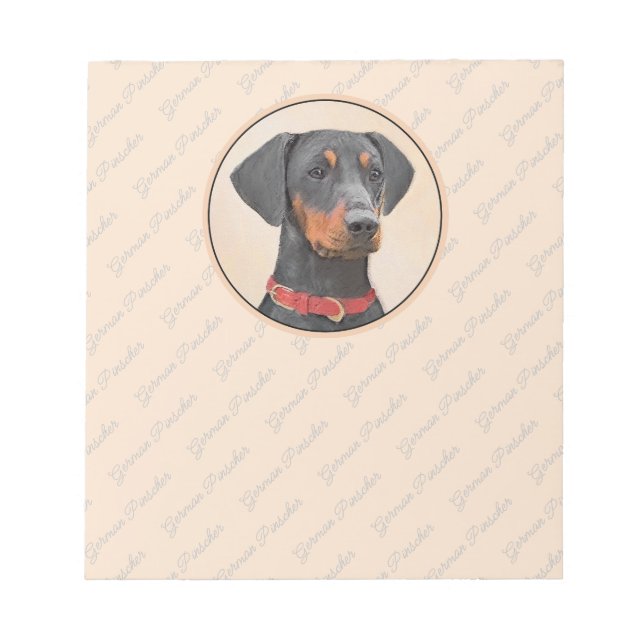 Tysk Pinscher Målning Original Djur Konst Anteckningsblock (Framsida)