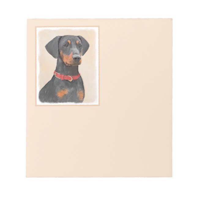 Tysk Pinscher Målning Original Djur Konst Anteckningsblock (Framsida)