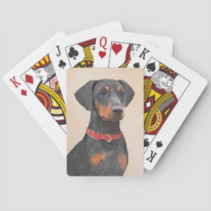 Tysk Pinscher Målning Original Djur Konst Casinokort