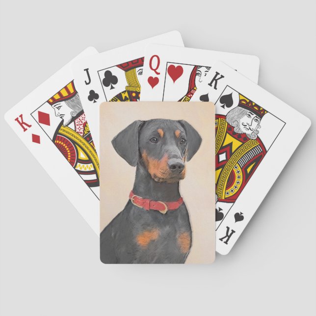 Tysk Pinscher Målning Original Djur Konst Casinokort (Baksidan)