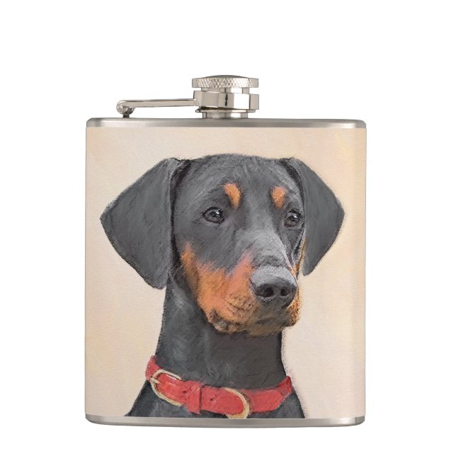 Tysk Pinscher Målning Original Djur Konst Fickplunta (Framsidan)