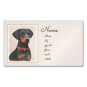 Tysk Pinscher Målning Original Djur Konst Magnetiska Visitkort