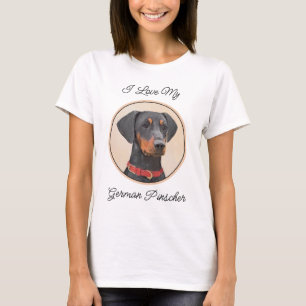 Tysk Pinscher Målning Original Djur Konst T Shirt