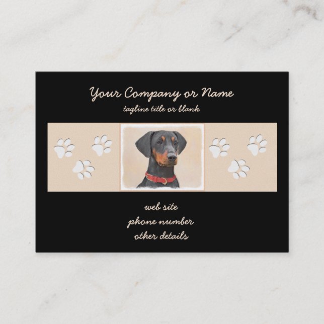 Tysk Pinscher Målning Original Djur Konst Visitkort (Framsida)