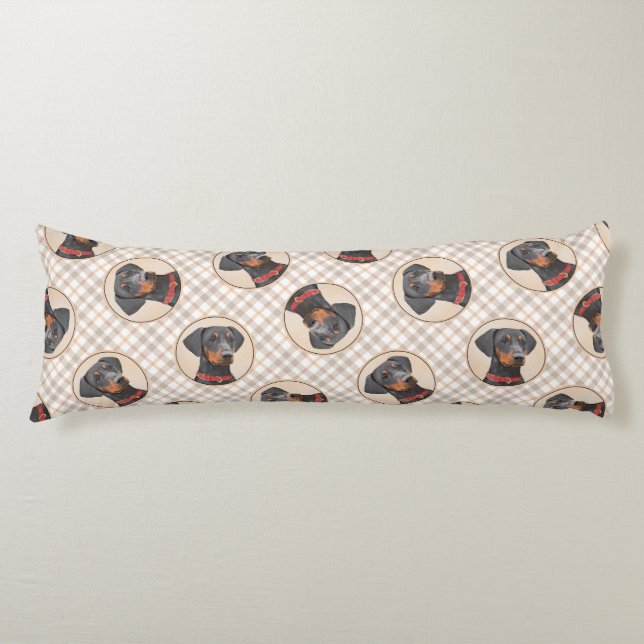 Tysk Pinscher Painting Black Original Hund Art Kroppskudde (Framsidan)