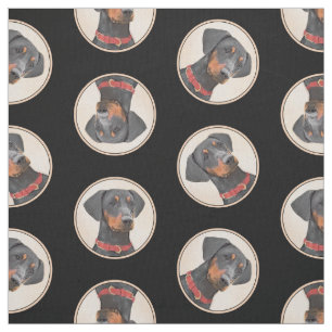 Tysk Pinscher Painting Black Original Hund Art Tyg