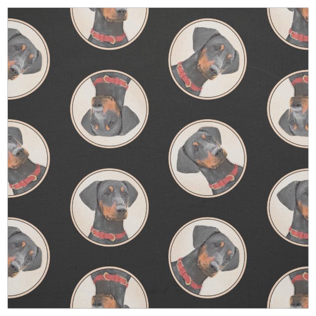 Tysk Pinscher Painting Black Original Hund Art Tyg (Provkarta)